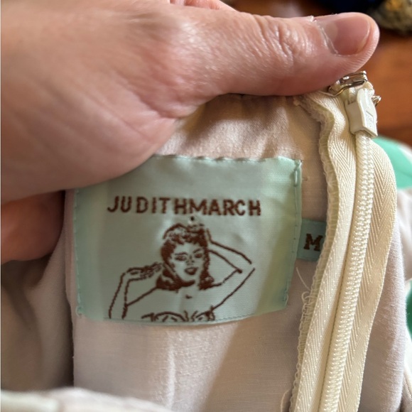 Anthropologie Judith March Strapless Green and White Dress - Picture 5 of 6